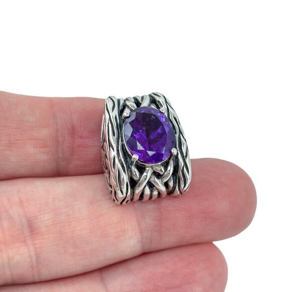 Vintage Sterling Silver 925 Effy Lagoon Purple Amethyst Pendant - Picture 1 of 10